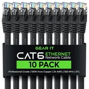 GearIT Cat 6 Ethernet Cable Snagless Patch Computer LAN Network Cord, Black 20 ft. 10-Pack
