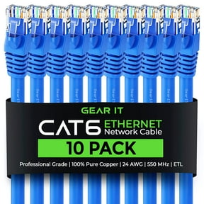 GearIT Cat 6 Ethernet Cable Snagless Patch Computer LAN Network Cord, Blue 10 ft. 10-Pack