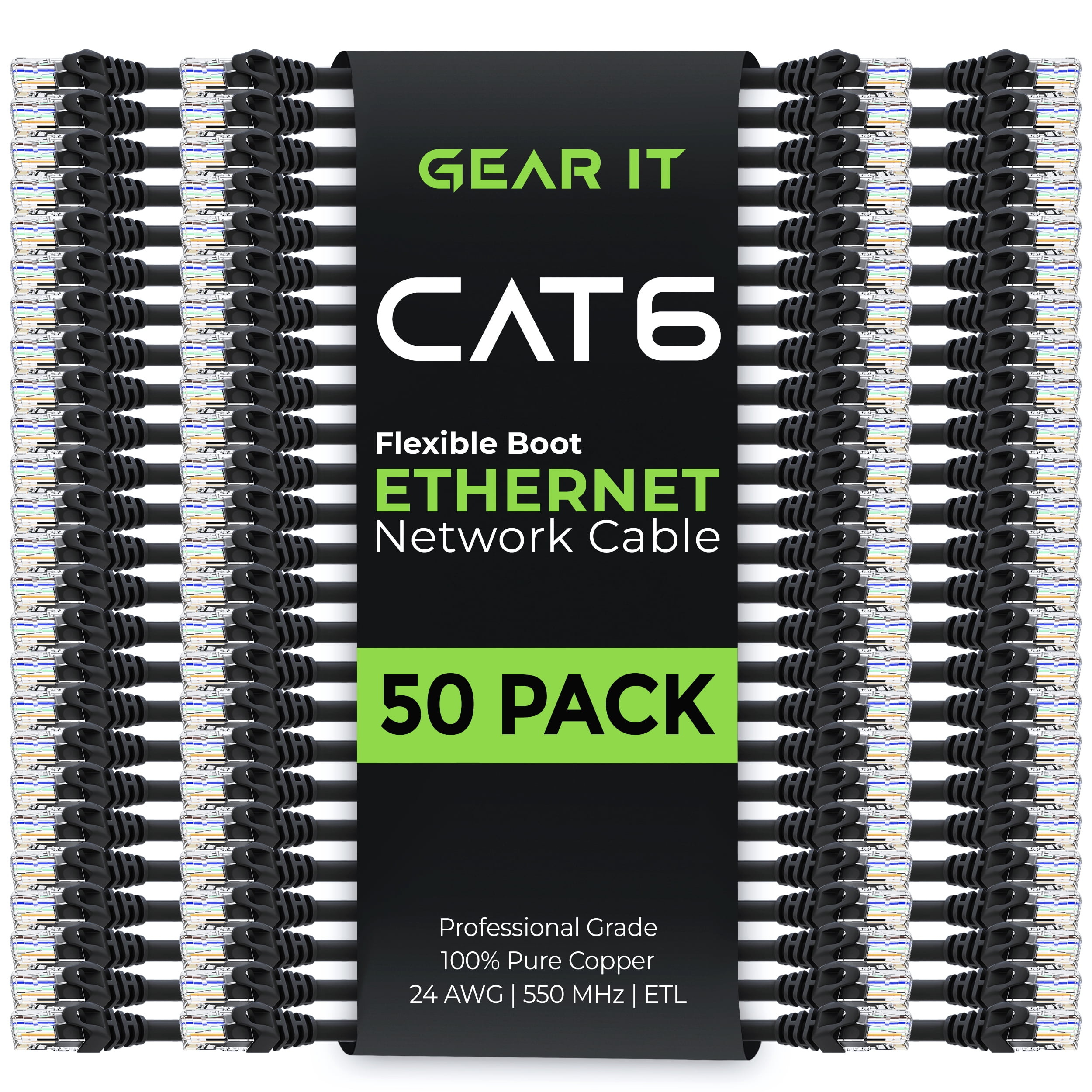 GearIT Cat6 Cable 0.5 ft 6 in - Cat6 Ethernet Cable, Cat 6 Ethernet Cable, Cat6 Patch Cable, Cat 6 Patch Cable, Cat 6 Cable, Network Cable, Internet Cable - Black 0.5 Feet
