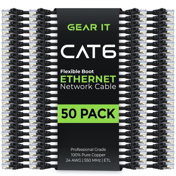 GearIT Cat6 Cable 0.5 ft 6 in - Cat6 Ethernet Cable, Cat 6 Ethernet Cable, Cat6 Patch Cable, Cat 6 Patch Cable, Cat 6 Cable, Network Cable, Internet Cable - Black 0.5 Feet