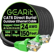 GearIT Copper Clad Aluminum Cat6 Ethernet Cable, Outdoor Direct Burial Network Cable, 150 ft