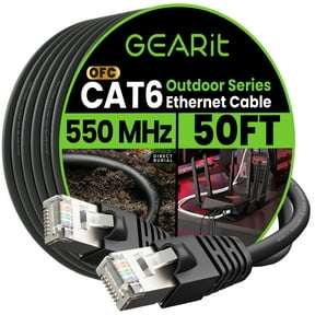 Gearit Outdoor Cat6 Ethernet Cable for Network and Lan, 23awg Pure Copper, FTP, LLDPE, Waterproof, UV Resistant, POE, Internet, 50ft