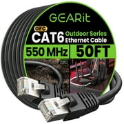 Gearit Outdoor Cat6 Ethernet Cable for Network and Lan, 23awg Pure Copper, FTP, LLDPE, Waterproof, UV Resistant, POE, Internet, 50ft