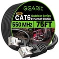 thumbnail image 1 of GearIT Cat6 Outdoor Ethernet Cable (75ft) 23AWG Pure Copper, FTP, LLDPE, Waterproof, Direct Burial, In-Ground, UV Resistant, POE, Network, Lan, Internet, Cat 6, Cat6 Cable - 75 Feet, 1 of 9