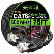 GearIT Cat6 Outdoor Ethernet Cable 75ft 23AWG Pure Copper, FTP, LLDPE, Waterproof, Direct Burial, In-Ground, UV Resistant, POE, Network, Lan, Internet, Cat 6, Cat6 Cable - 75 Feet