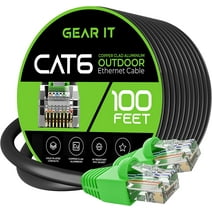 GearIT Cat6 Outdoor Ethernet Cable Copper Clad Aluminum, Black 100-ft.