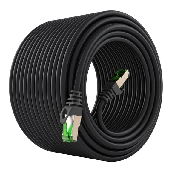 GearIT Cat7 Outdoor Ethernet Cable (100ft) SFTP Shielded Foil Twisted Pair, Pure Copper, LLDPE, Waterproof, Direct Burial, In-Ground, UV Resistant, POE, Network, LAN, Internet, Cat 7 - 100 Feet