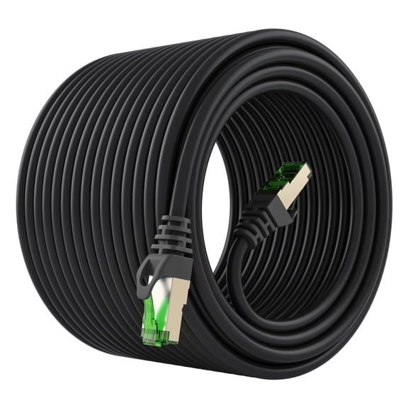 GearIT Cat7 Outdoor Ethernet Cable (50ft) SFTP Shielded Foil Twisted Pair, Pure Copper, LLDPE, Waterproof, Direct Burial, In-Ground, UV Resistant, POE, Network, LAN, Internet, Cat 7 - 50 Feet