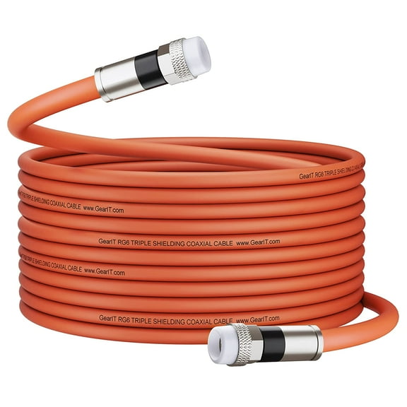 GearIT Coaxial Cable for Direct Burial (25ft) RG6 70 Ohm RF Rubber Boot Waterproof Underground in-Wall with Rubber Boot, High-Speed Internet, Broadband, Digital TV Aerial, Satellite Cable 25 Feet