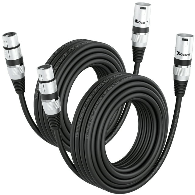 GearIT DMX to DMX Stage Lighting Cable (50 Feet, 2-Pack) DMX Male to Female (XLR Compatible) 3-Pin Balanced Shielded for DJ LED Moving Head Par Light, Mic Mixer, Recording Studio, Podcast - 50ft