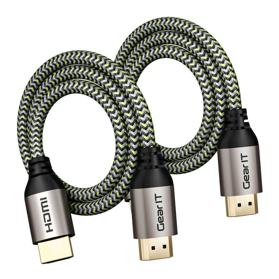 GearIT HDMI Cable (2-Pack / 1.5ft / 0.45m) High-Speed HDMI 2.0b, 4K 60hz, 3D, ARC, HDCP 2.2, HDR, 18Gbps - Nylon Braided Cord