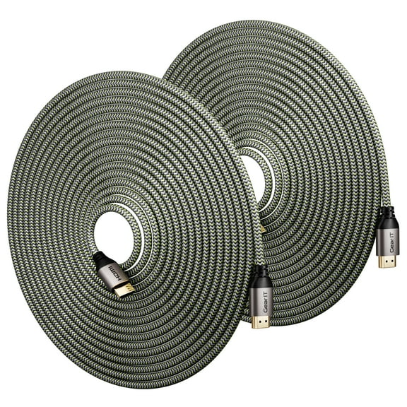 GearIT HDMI Cable (2-Pack / 25ft / 7.6m) High-Speed HDMI 2.0b, 4K 60hz, 3D, ARC, HDCP 2.2, HDR, 18Gbps - Nylon Braided Cord