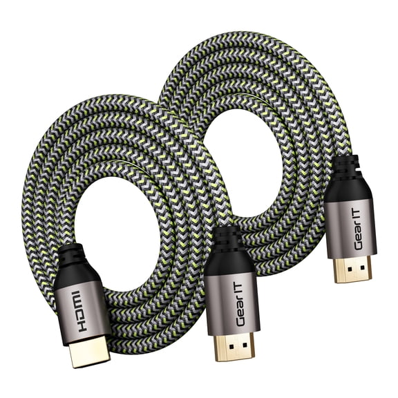 GearIT HDMI Cable (2-Pack / 3.3ft / 1m) High-Speed HDMI 2.0b, 4K 60hz, 3D, ARC, HDCP 2.2, HDR, 18Gbps - Nylon Braided Cord