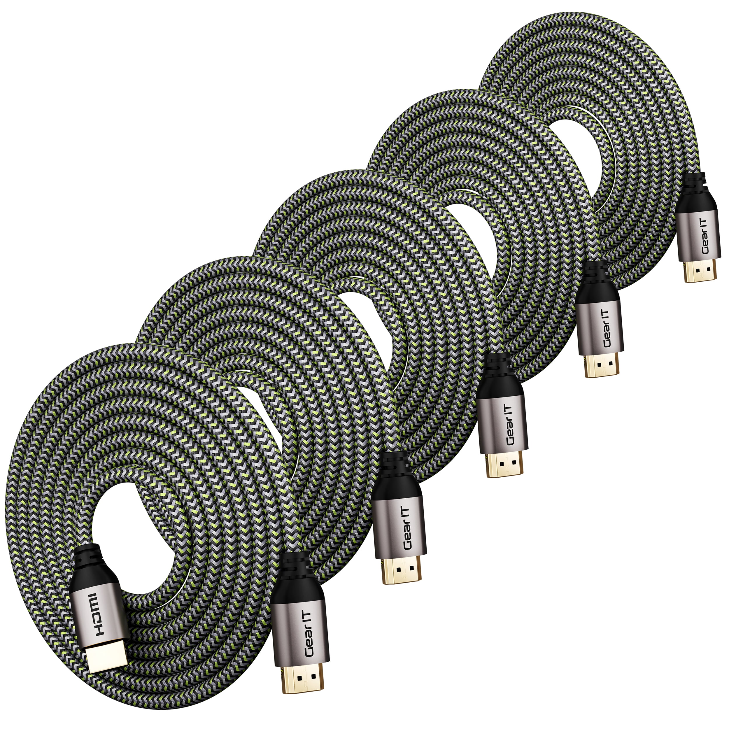 GearIT HDMI Cable (5-Pack / 6.6ft / 2m) High-Speed HDMI 2.0b, 4K 60hz, 3D, ARC, HDCP 2.2, HDR, 18Gbps - Nylon Braided Cord