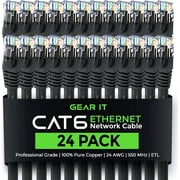 GearIT Pre-Terminated Cat 6 Ethernet Cables for Home & Office Network, Black 15-ft 24 Pack