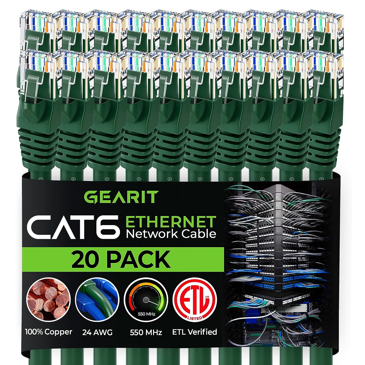 GearIT PreTerminated Cat 6 Cables for Home & Office Network