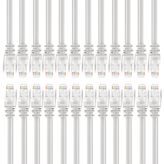 GearIT Pre-Terminated Cat 6 Ethernet Cables for Home & Office Network, White 0.5-ft 24 Pack