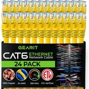 GearIT Pre-Terminated Cat 6 Ethernet Cables for Home & Office Network, Yellow 2-ft 24 Pack