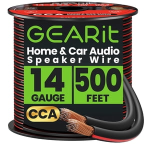 GEARit Pro Series 14 Gauge Speaker Wire, CCA 2 Conductor Cable for Home Theater and Car Speakers, Black, 500 ft