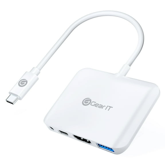 GearIT USB C Hub to HDMI | USB-A | 3.5mm I 100W PD Passthrough, 4K@120Hz DP Alt Mode Audio/Mic Port, USBC Type C Thunderbolt 3/4 Compatible for MacBook Pro 2020, iPad Pro 2020, Galaxy S20, and More