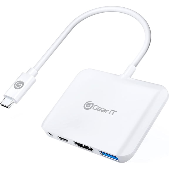 GearIT USB C Hub to HDMI | USB-A | 3.5mm I 100W PD Passthrough, 4K@120Hz DP Alt Mode Audio/Mic Port, USBC Type C Thunderbolt 3/4 Compatible for MacBook Pro 2020, iPad Pro 2020, Galaxy S20, and More