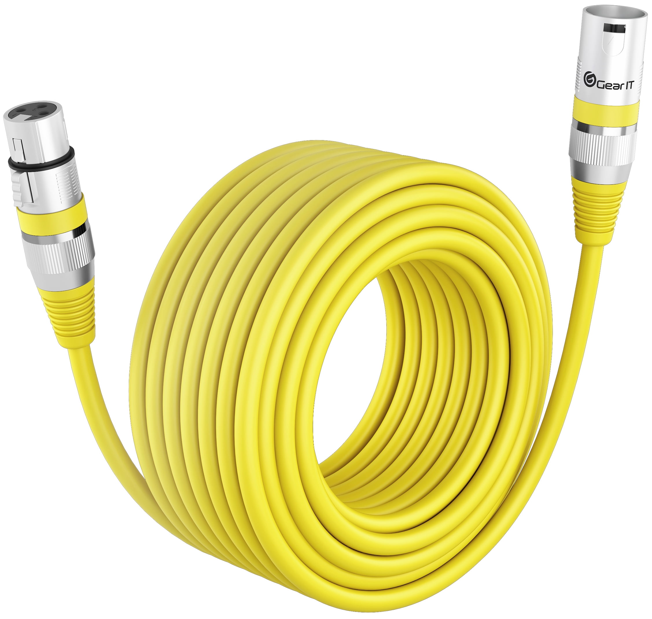 GearIT XLR to XLR Microphone Cable (100 Feet, 1 Pack) XLR Male to Female Mic Cable 3-Pin Balanced Shielded XLR Cable for Mic Mixer, Recording Studio, Podcast - Yellow, 100Ft, 1 Pack