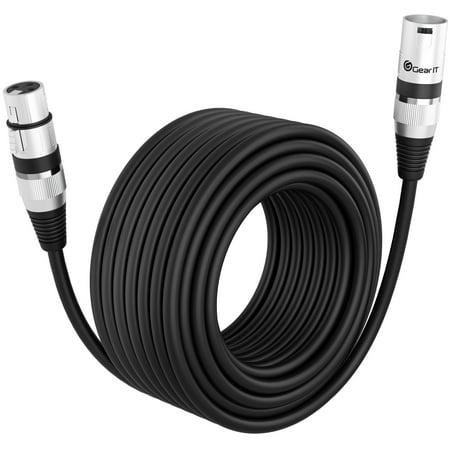 GearIT XLR to XLR Microphone Cable (100 Feet, 1 Pack) XLR Male to Female Mic Cable 3-Pin Balanced Shielded XLR Cable for Mic Mixer, Recording Studio, Podcast - Black, 100Ft, 1 Pack