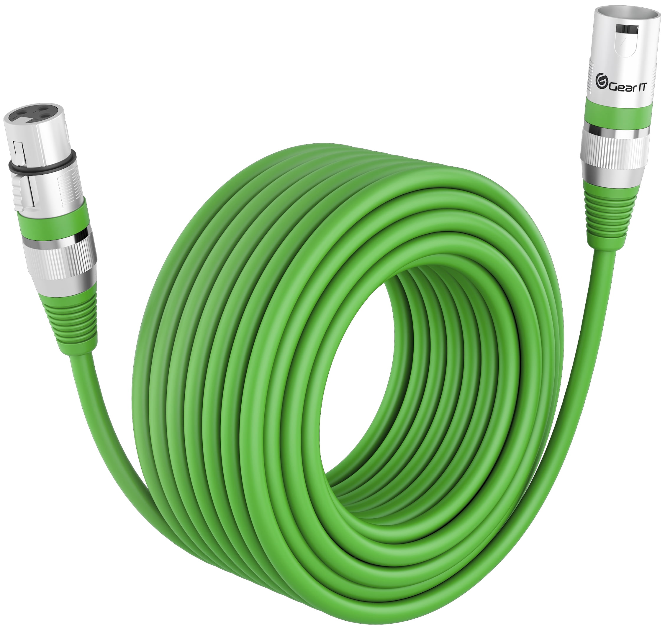 GearIT XLR to XLR Microphone Cable (100 Feet, 1 Pack) XLR Male to Female Mic Cable 3-Pin Balanced Shielded XLR Cable for Mic Mixer, Recording Studio, Podcast - Green, 100Ft, 1 Pack