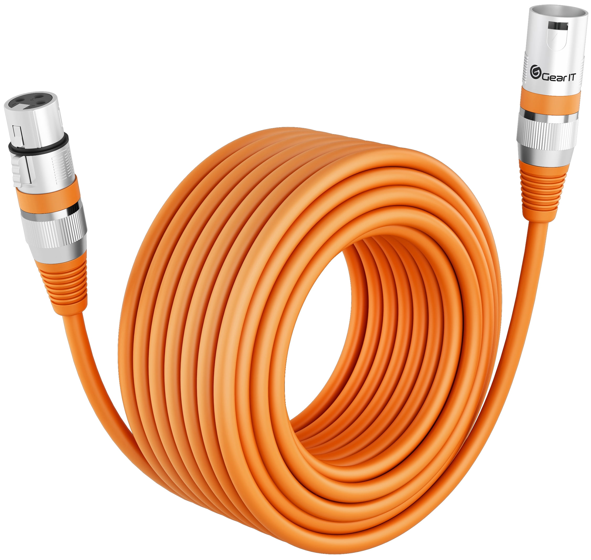 GearIT XLR to XLR Microphone Cable (100 Feet, 1 Pack) XLR Male to Female Mic Cable 3-Pin Balanced Shielded XLR Cable for Mic Mixer, Recording Studio, Podcast - Orange, 100Ft, 1 Pack