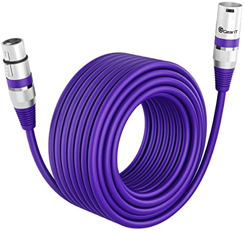GearIT XLR to XLR Microphone Cable (100 Feet, 1 Pack) XLR Male to Female Mic Cable 3-Pin Balanced Shielded XLR Cable for Mic Mixer, Recording Studio, Podcast - Purple, 100Ft, 1 Pack