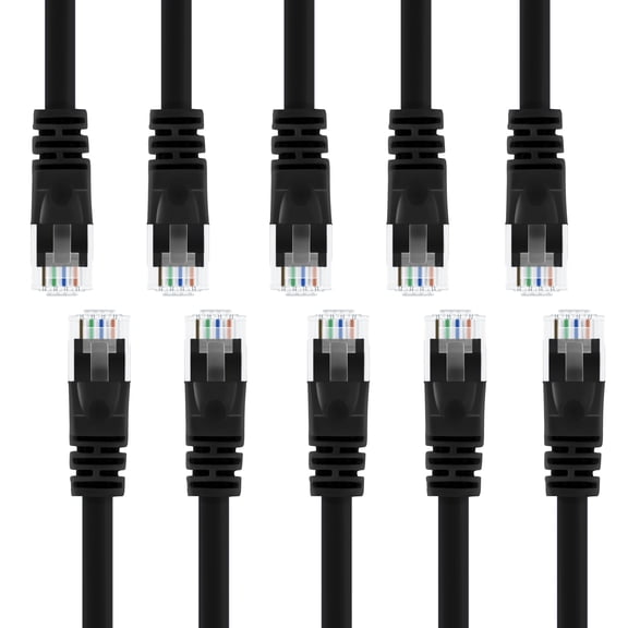 GearIt Cat 6 Ethernet Cable Cat6 Snagless Patch - Computer LAN Network Cord, Black - Compatible with 10 Port Switch POE 10port Gigabit