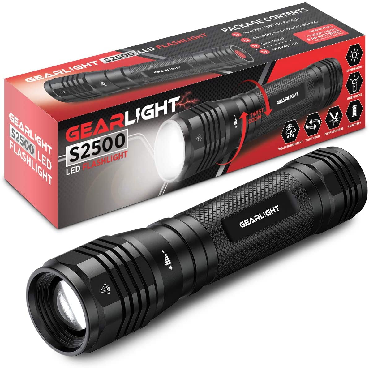 GearLight S2500 LED Flashlight Extremely Bright, Powerful Tactical