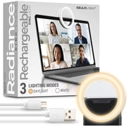 Radiance Selfie Ring Light for Laptop, iPhone, Zoom, Video Conference Lighting - Rechargeable Small Mini Circle Clip on LED Ringlight for Phone, Webcam, Computer, Conferencing, Recording