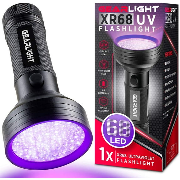 GearLight UV Black Light Flashlight - 68 LED Pet Urine & Stain Detector, ID Checker