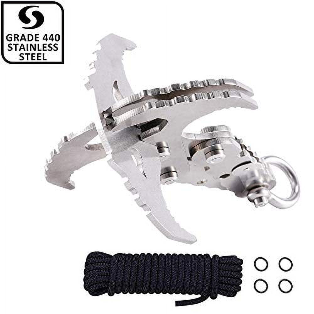 2021 Grappling Hook for Outdoor Tree Rock Climbing In Spring and Summer,  Stainless Steel Folding Survival 4 Claws