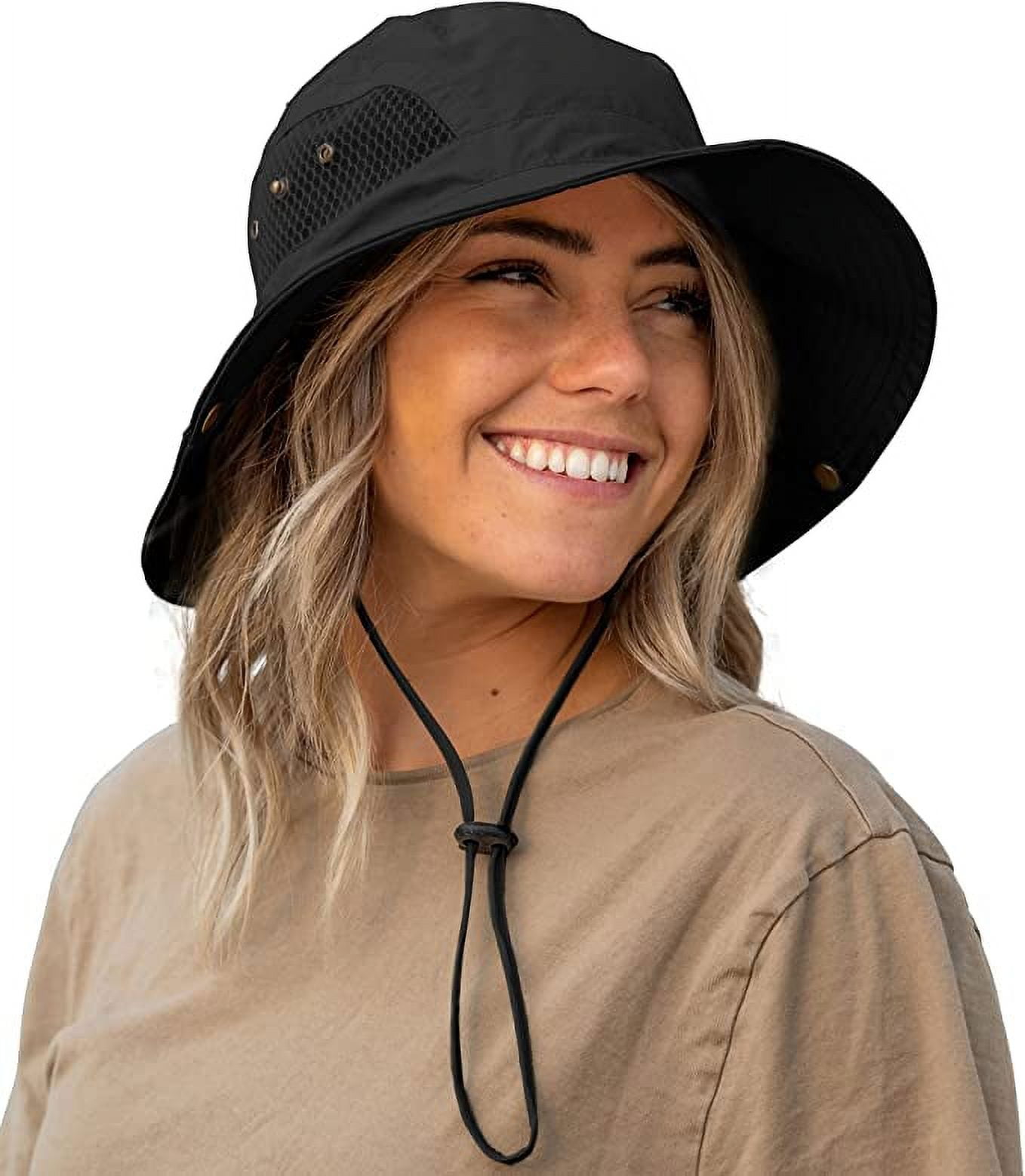 GearTOP Fishing Hats for Men and Women Sun Protection, Camping Hat Bucket  Hat with Strings Black 