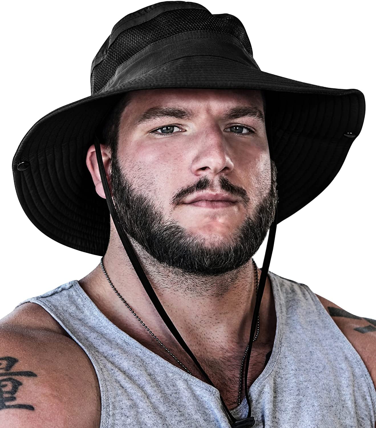 Men's Black Sun Hats - up to −50%