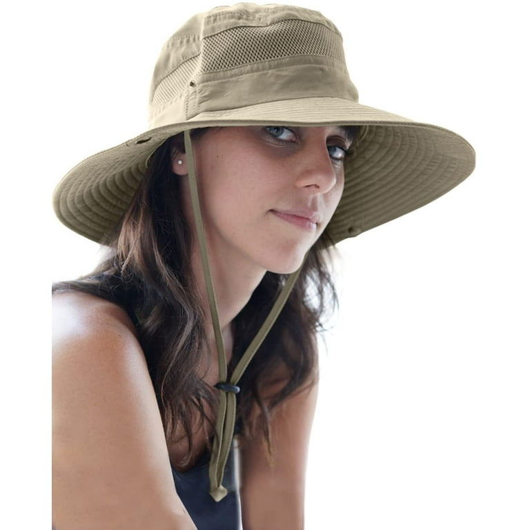 Geartop Fishing Sun Hat Safari Cap with Sun Protection for Men and Women Khaki