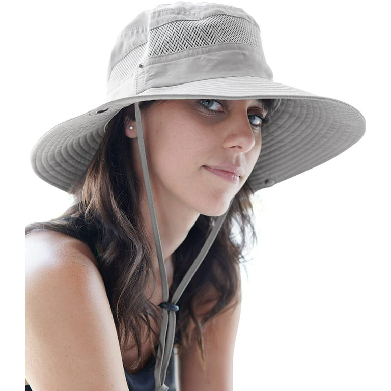 Geartop Wide Brim Sun Hat for Men and Women - Mens Bucket Hats with UV Protection for Hiking - Bucket Hat for Women UPF 50+ (Light Grey 7-7 1/2)