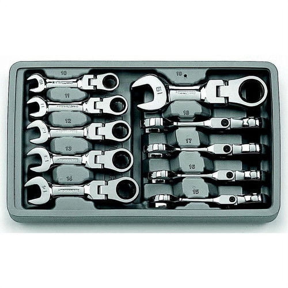 GearWrench 10Piece Metric Stubby Flex Ratcheting Wrench Set
