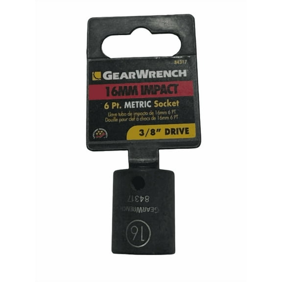 GearWrench 3/8" Drive 16mm Impact Socket 6 Point 84317
