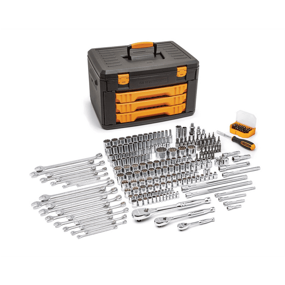 GearWrench 80972 243-Piece 1/4, 3/8, 1/2" Drive 12-Point Socket & Tool Set