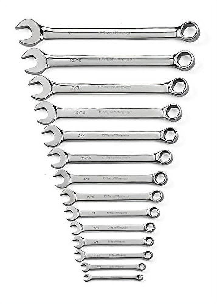 GearWrench 81924 Full Polish Combination Non-Ratcheting Wrench Set SAE, 14-Piece
