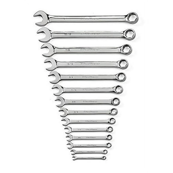GearWrench 81924 Full Polish Combination Non-Ratcheting Wrench Set SAE, 14-Piece