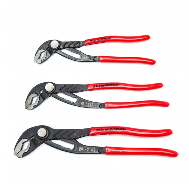 GearWrench 82118 3Piece Push Button Tongue & Groove Plier Set