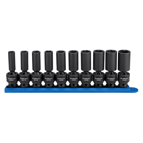 GearWrench 84924N 10pc 3/8" Dr 6pt Metric Deep Universal Impact Socket Set