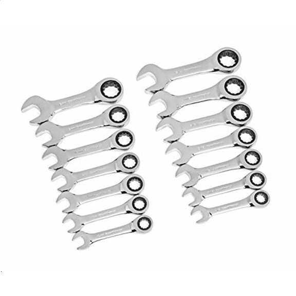 GearWrench 85206 14PC Ratcheting Combination Stubby Wrench Set