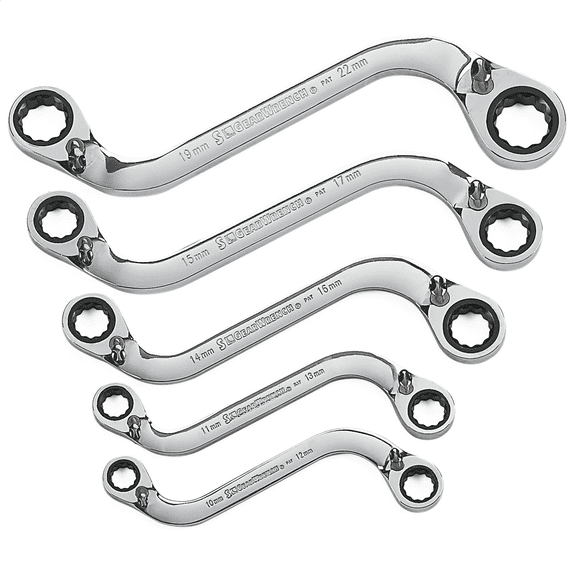 GearWrench EHT85299 5 Piece S Shape Reversible Double Box Ratcheting Wrench Set - Metric