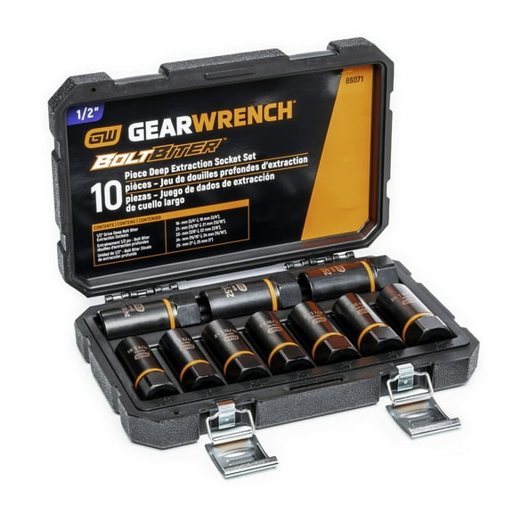 GearWrench 86071 10-Piece Bolt Biter 1/2 in. Drive Deep Extraction Socket Set