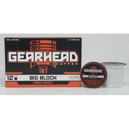 Gearhead Coffee Big Block Dark Roast K-Cup Compatible Coffee Pods, 12 Count